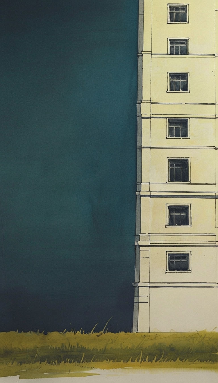 Minimalist Anime Watercolor Building Illustration Phone Case Cover