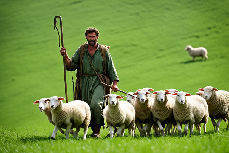 Image of a shepherd leading his sheep with a rod and staff i... by ...