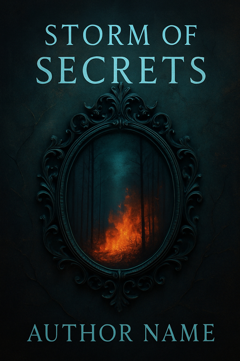Storm of Secrets Dark Fantasy EBook Cover with Mysterious Forest