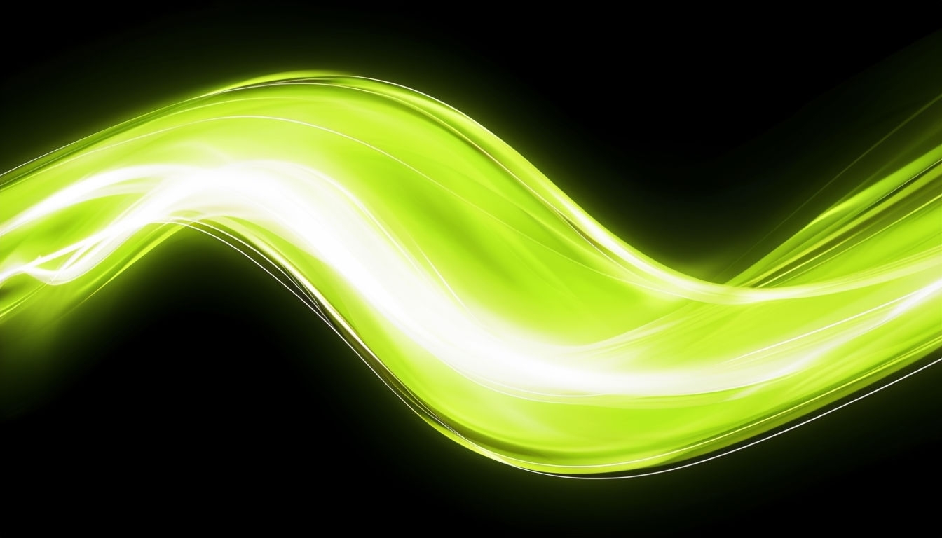 Dynamic Neon Green Light Trail Abstract Virtual Background