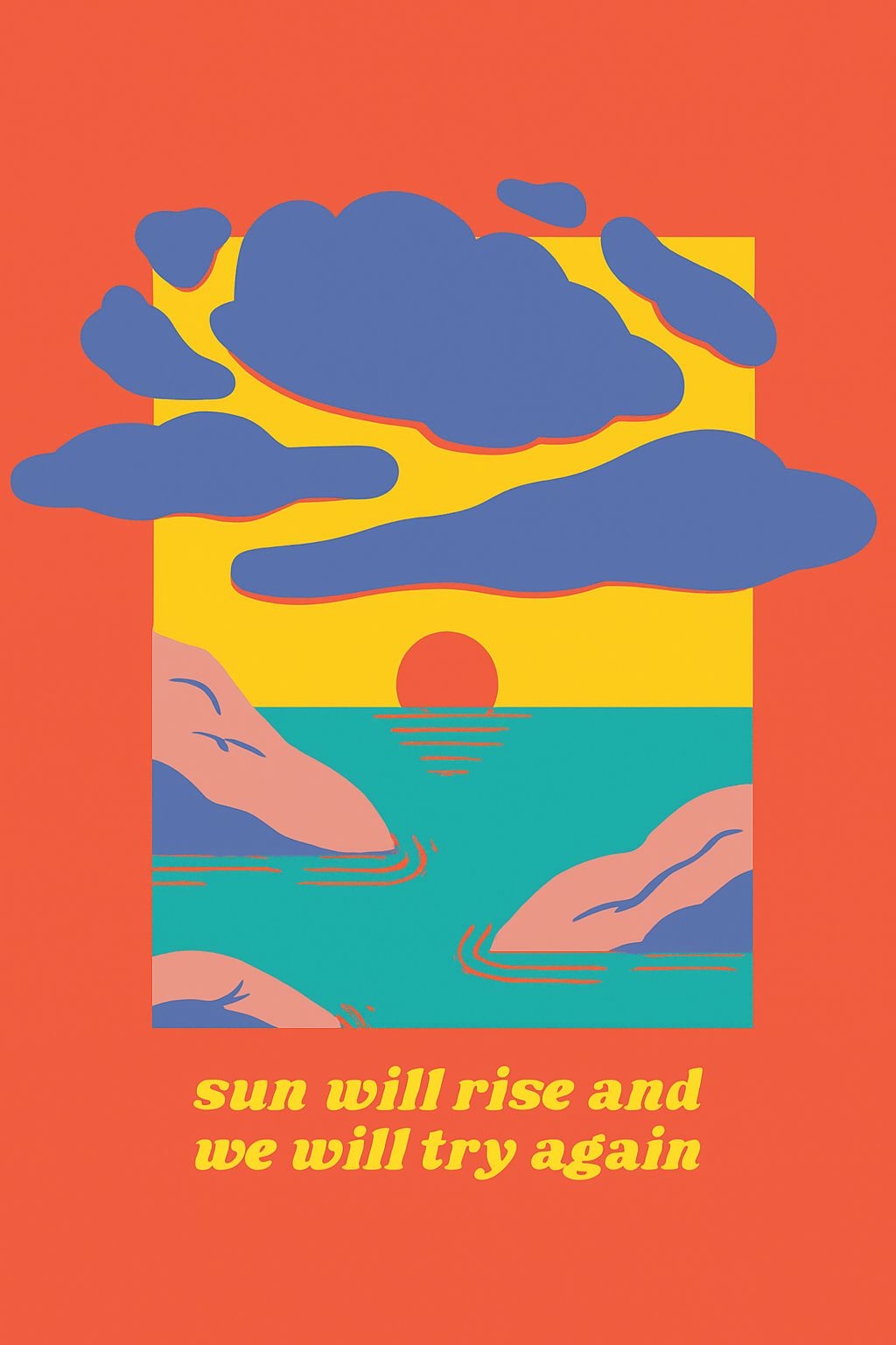 Vibrant Minimalist Sunset with Inspirational Quote Poster