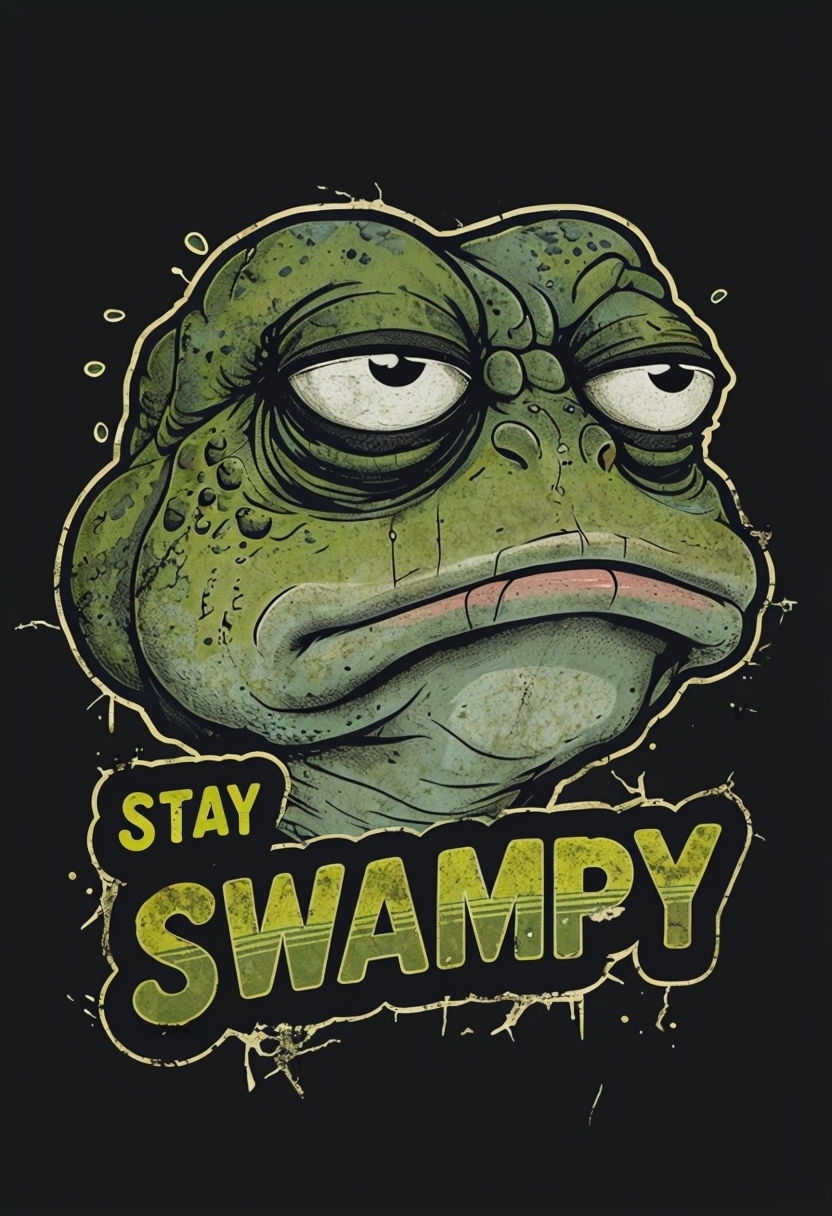 Grumpy Vintage Frog Stay Swampy Illustration T-Shirt