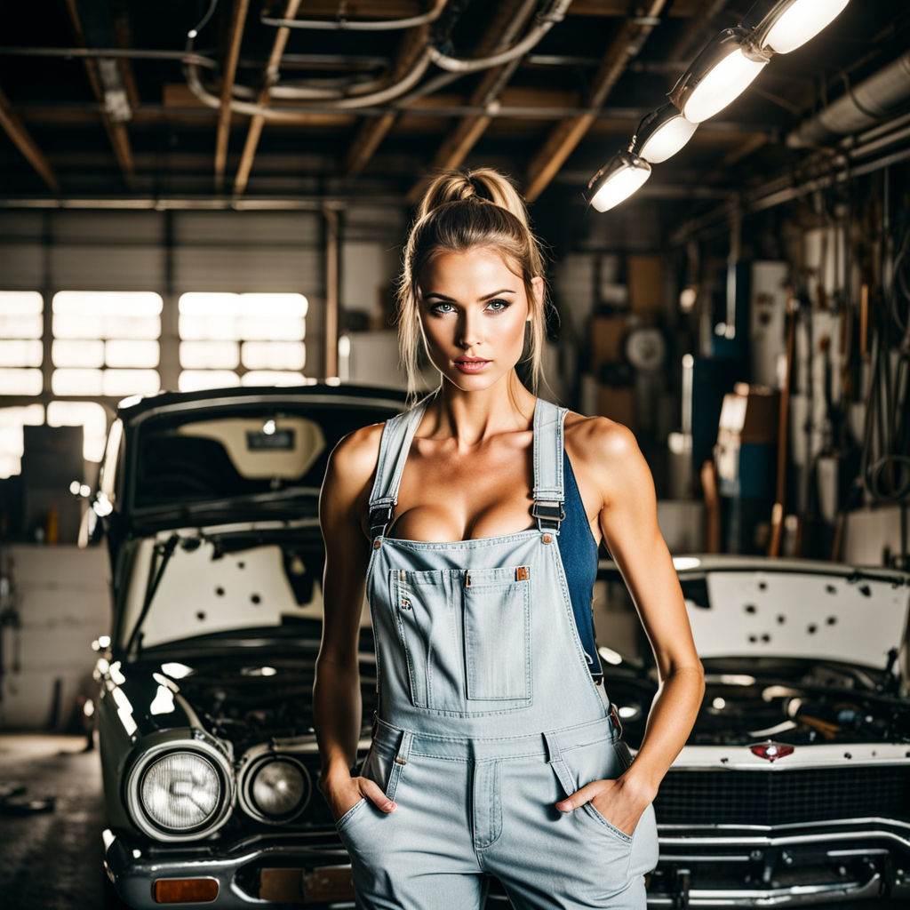 sexy torn mechanic overalls