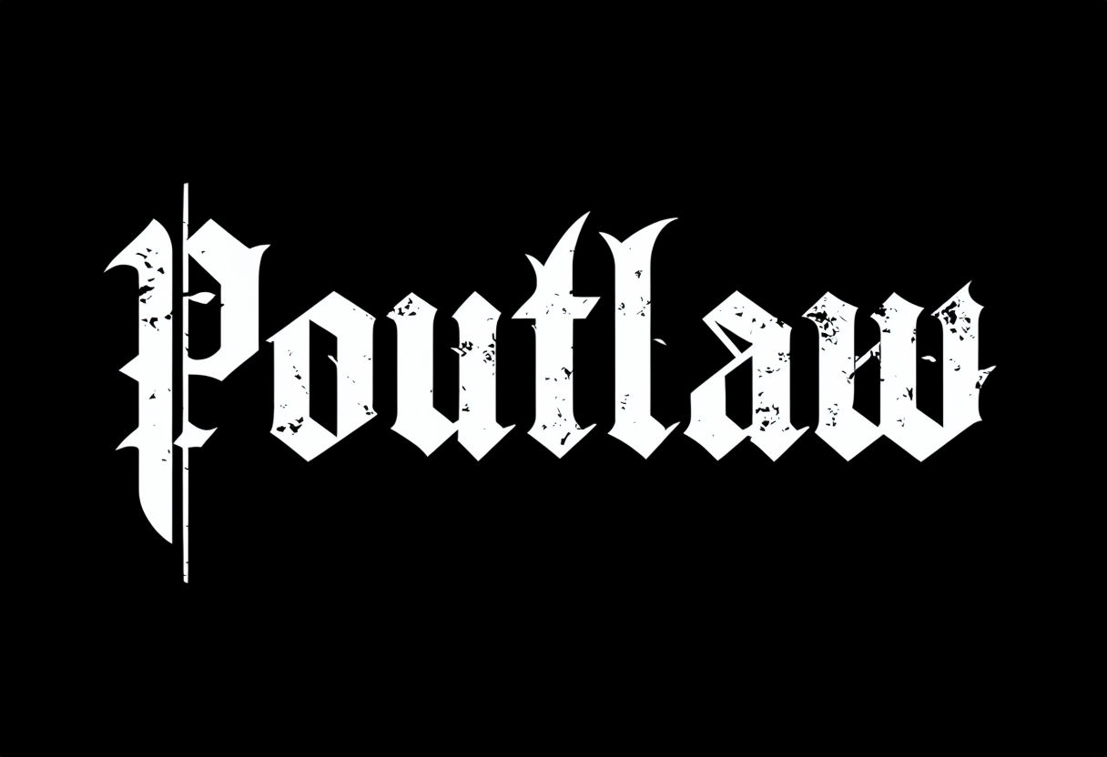 Bold Poutlaw Gothic Text Logo Design T-shirt