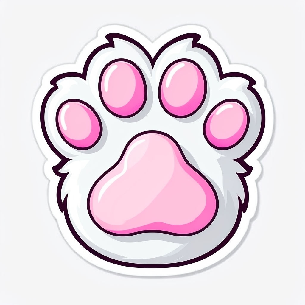 Cute Cartoon Cat Paw Print Illustration Sticker