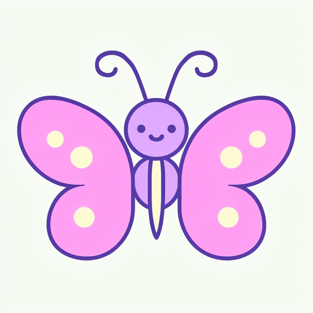 Cute Cartoon Butterfly Illustration with Pink Wings Sticker