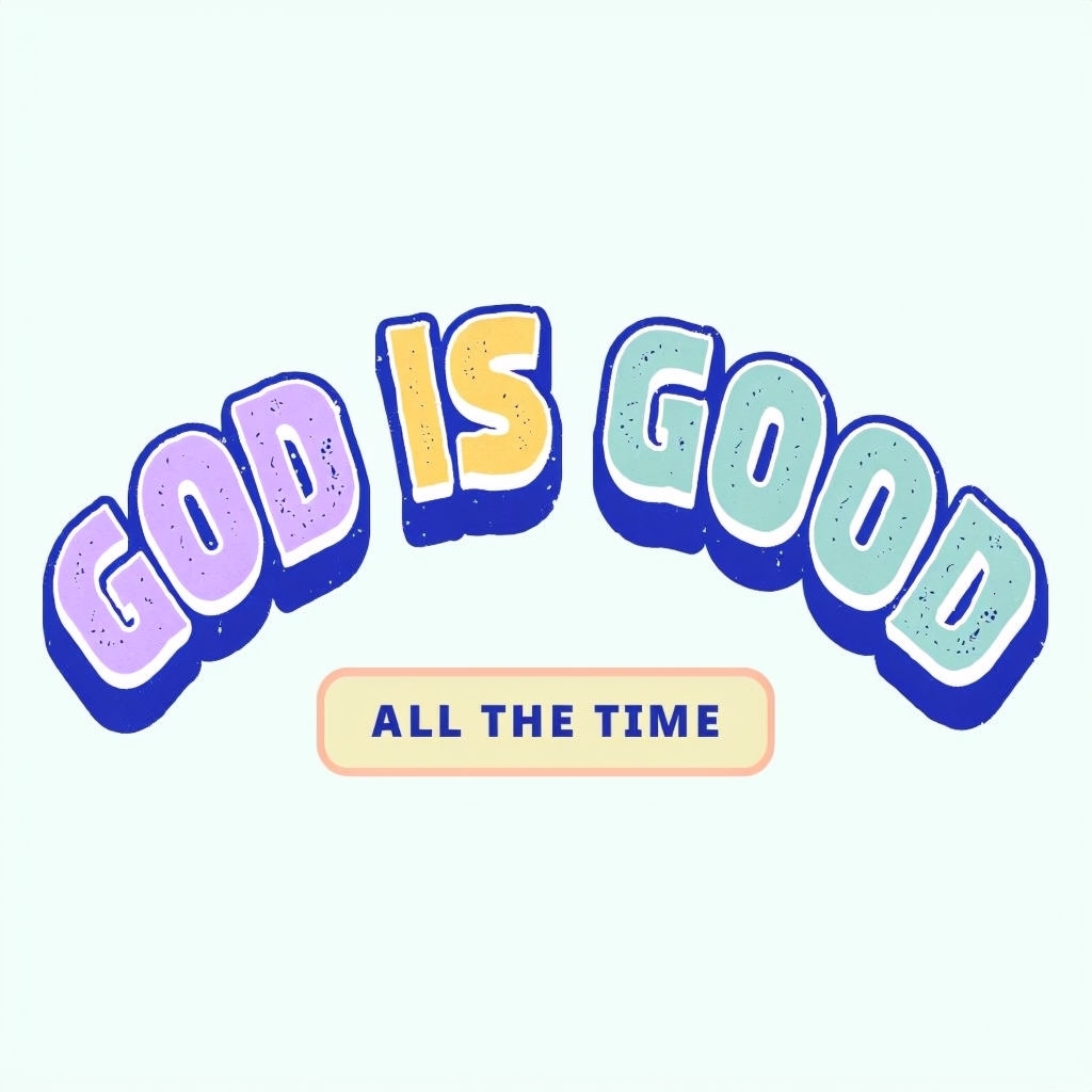 Pastel God is Good Vintage Text T-Shirt