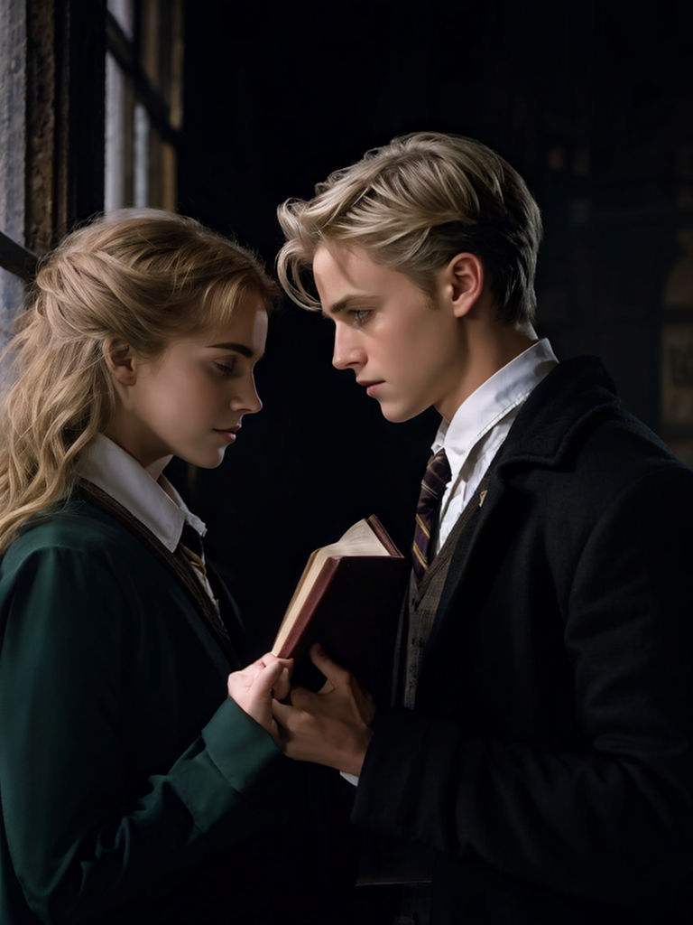 Draco Malfoy and Hermione Granger celabrating Halloween