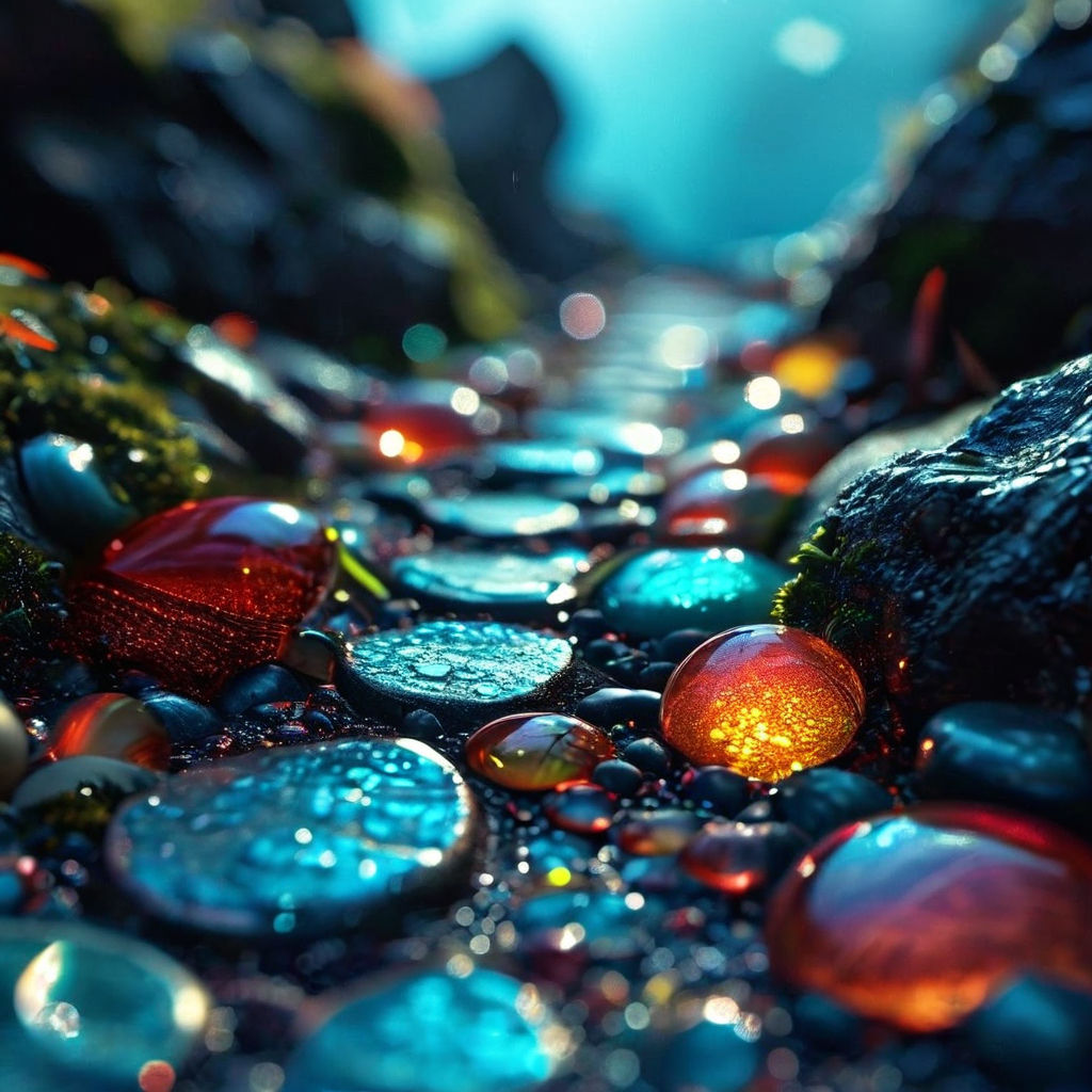 Step into a fantasy world where glowing pebbles of different... by ...