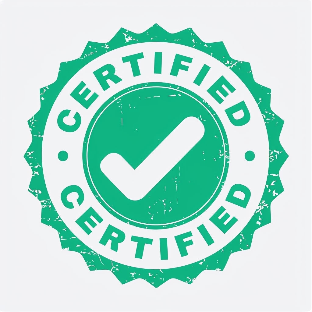 Distressed Green Certified Seal with Checkmark Sticker