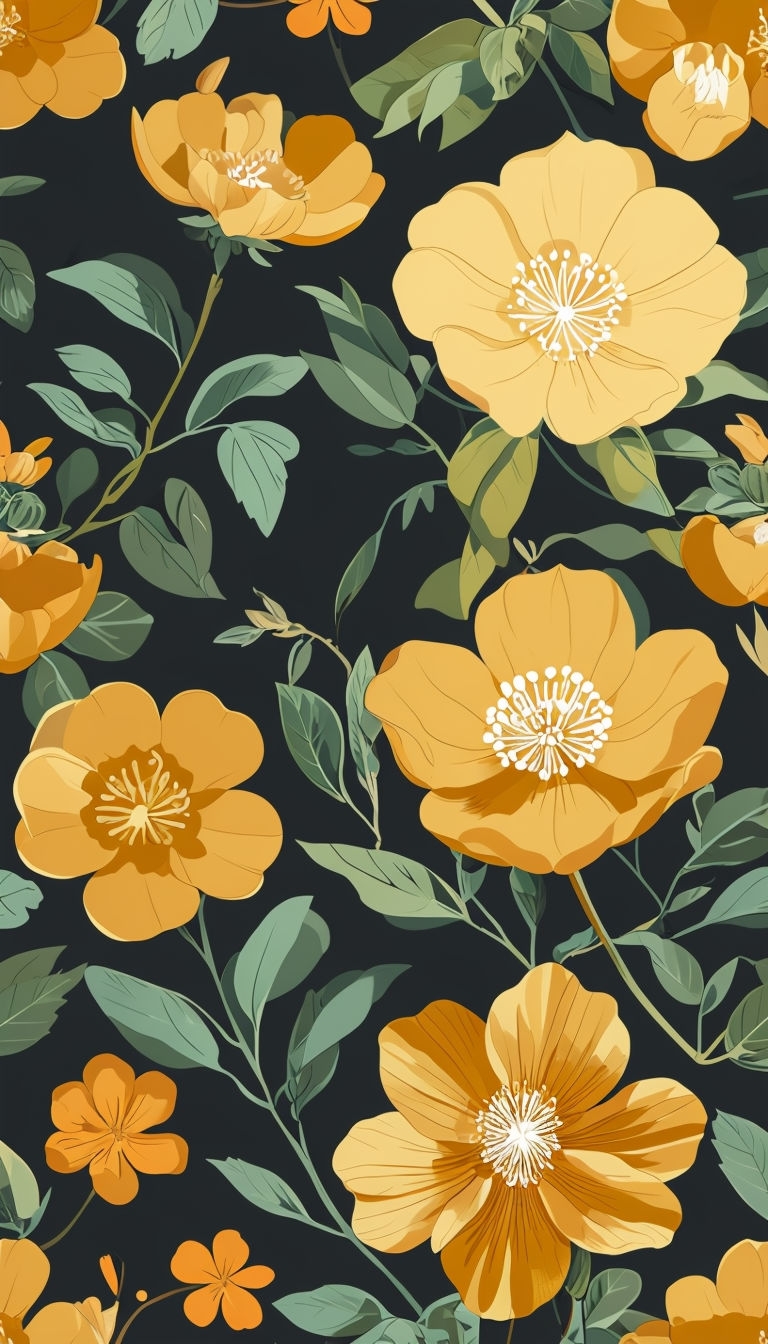 Vibrant Golden-Yellow Floral Botanical Art Phone Case Cover