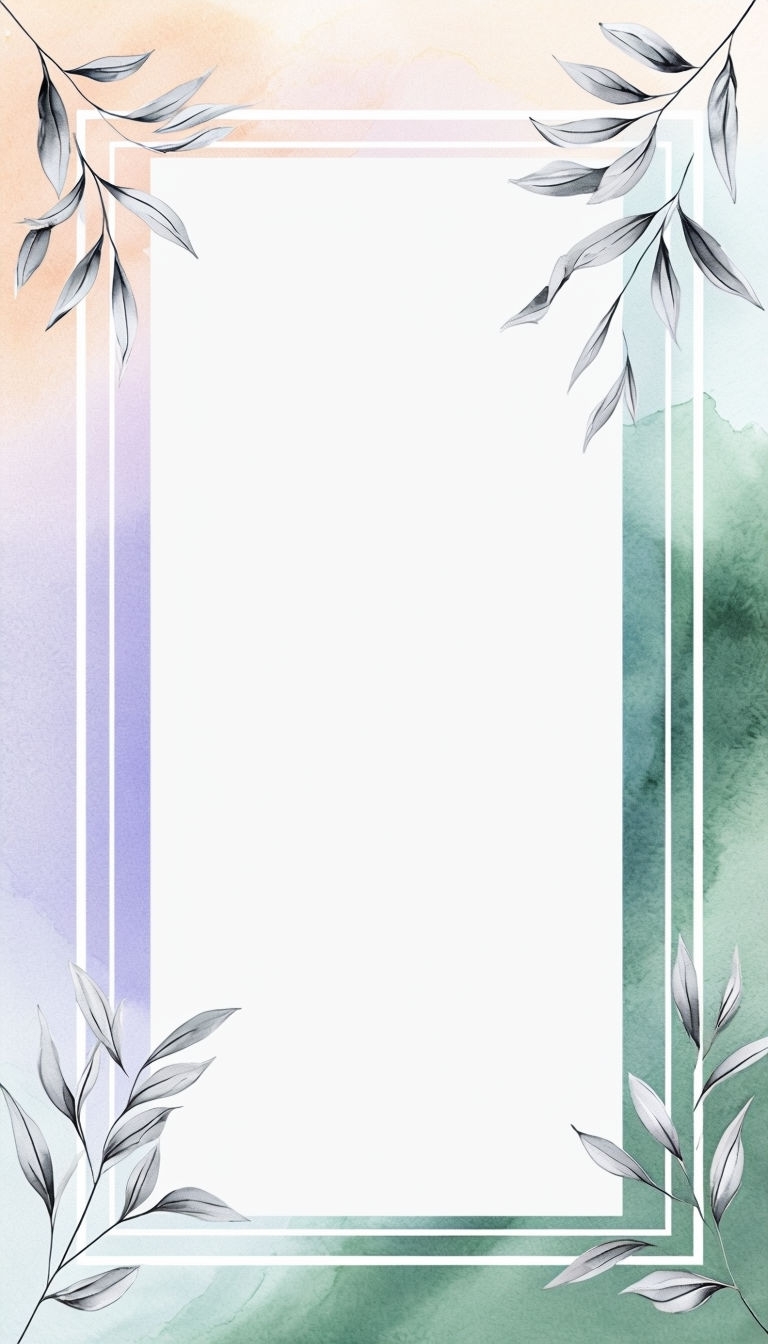Elegant Pastel Gradient with Silver Leaves Minimalist Design Social Media Post