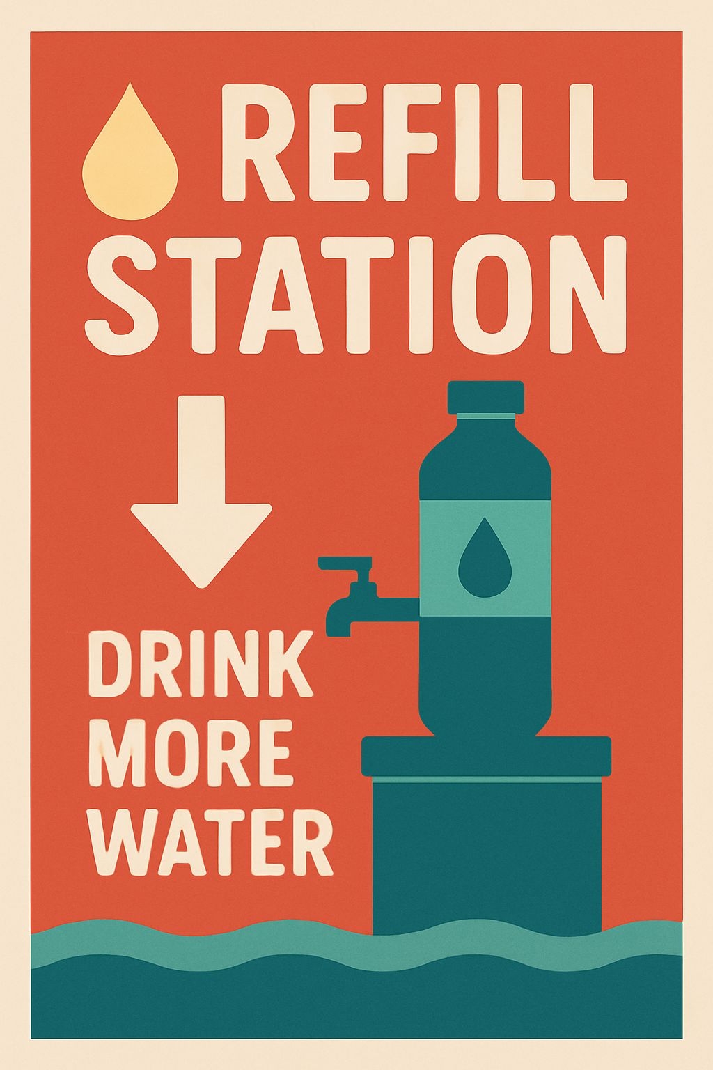 Vibrant Refill Station Motivational Poster for Hydration Awareness Event Sign