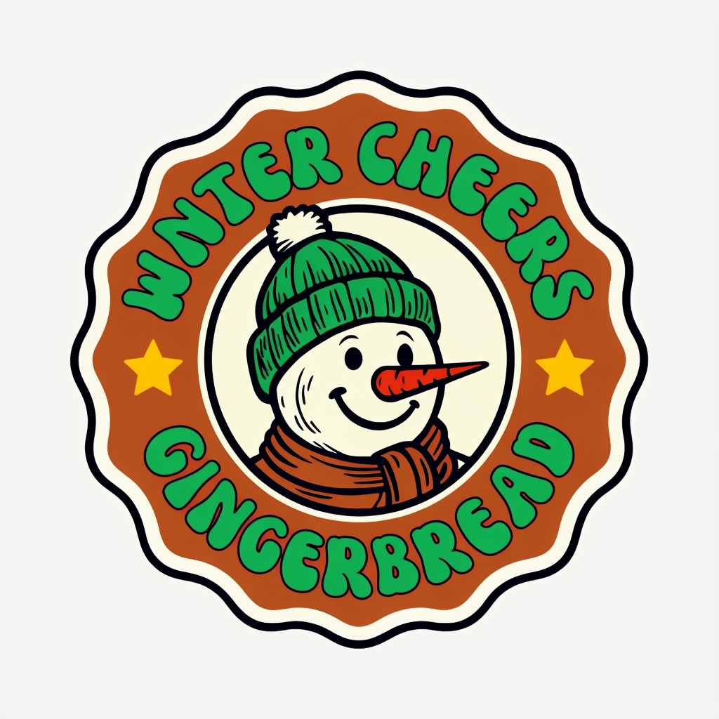 Cheerful Retro Winter Cheers Gingerbread Snowman Mug Design