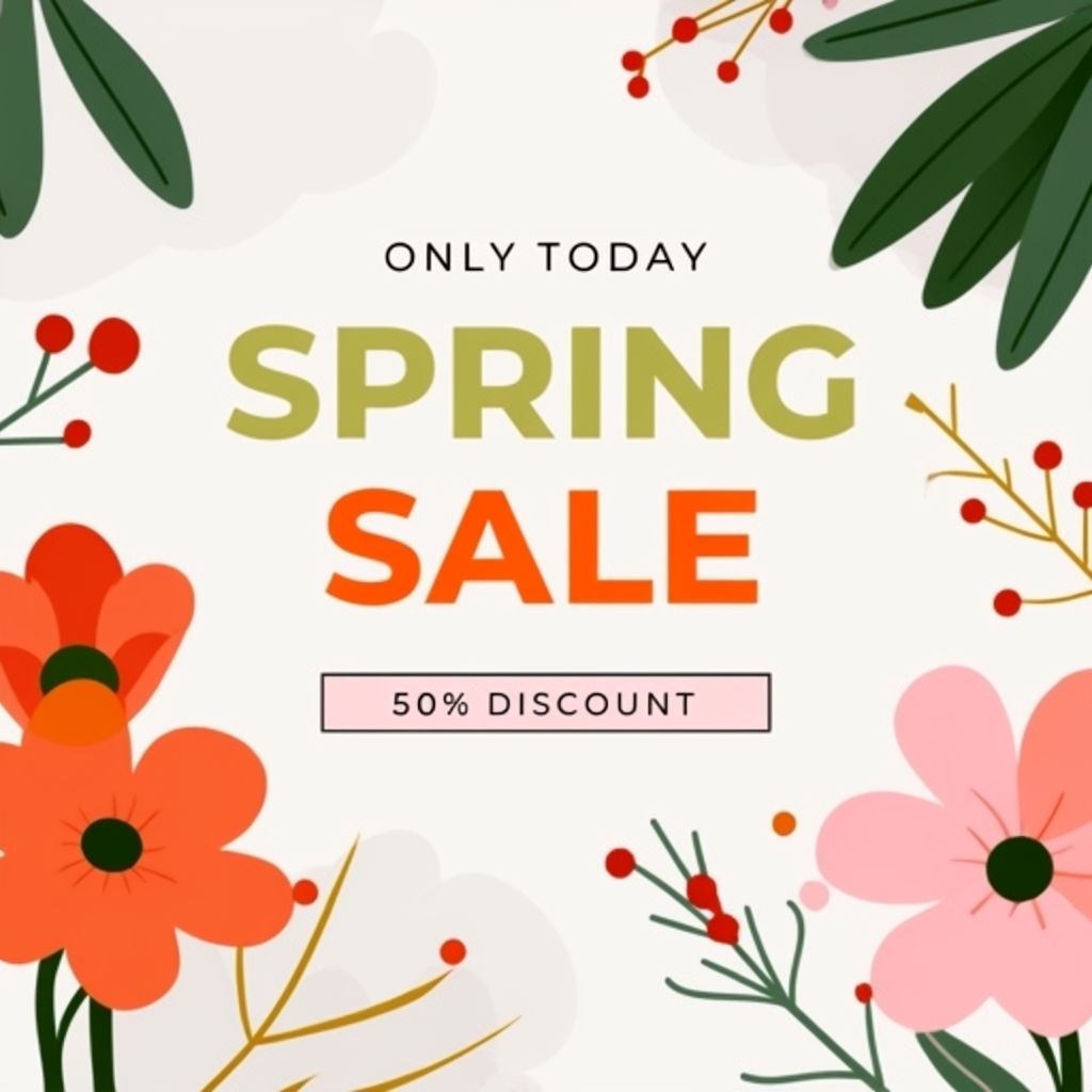 Modern Minimalist Spring Sale Promotional Banner Social Media Post