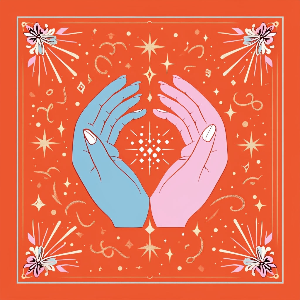 Vibrant Circular Hands with Whimsical Elements Seamless Pattern