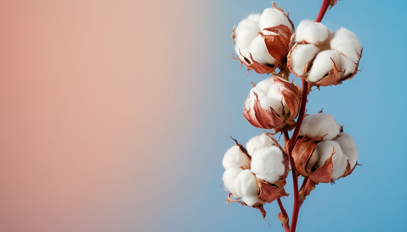 "Serene Cotton Plant Close-Up with Soft Gradient Background Virtual Backgrounds"