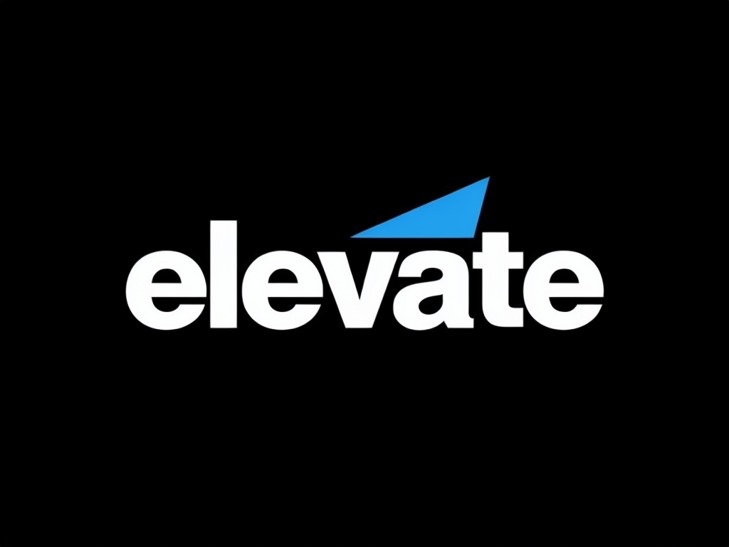 Minimalist Black and White Elevate Logo with Sky Blue Accent