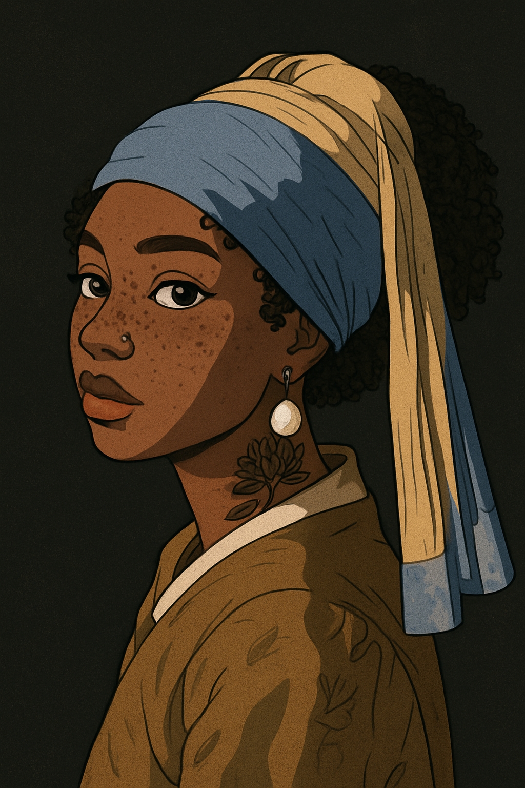 Serene Portrait of a Young Woman in Traditional Attire Art