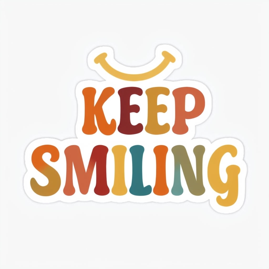 Cheerful Keep Smiling Hand-Lettered Autumn Inspiration Sticker