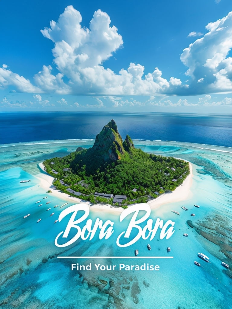 Stunning Aerial View of Bora Bora Island Paradise Social Media Post