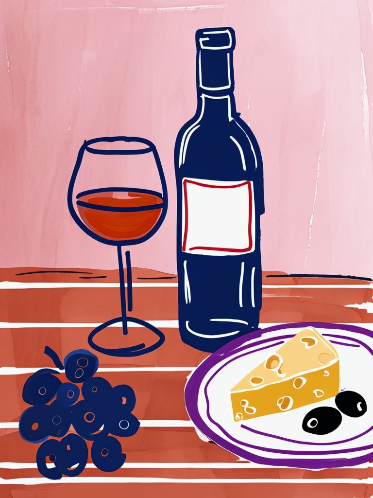 Hand-Drawn Still Life Food and Drink Illustration Poster