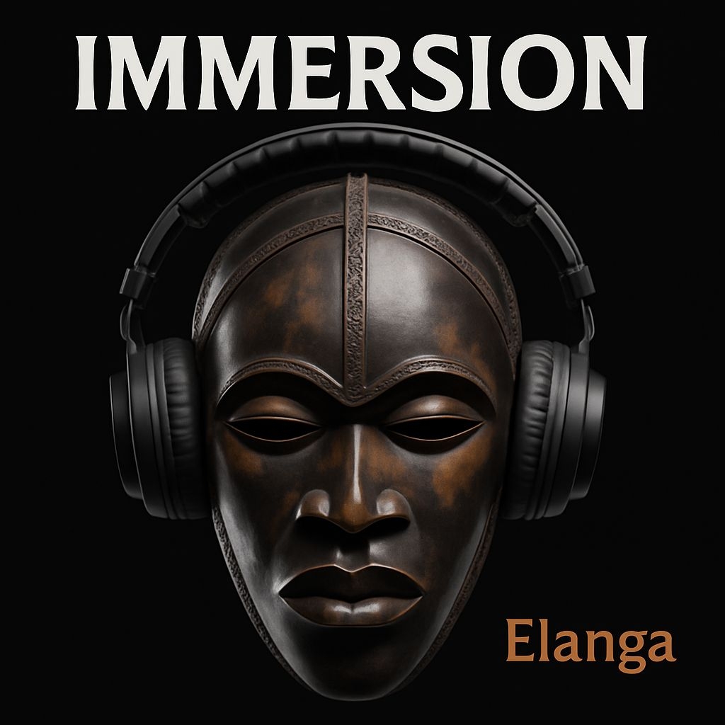 Immersion Dark Bronze Mask with Headphones Art Spotify Album Cover