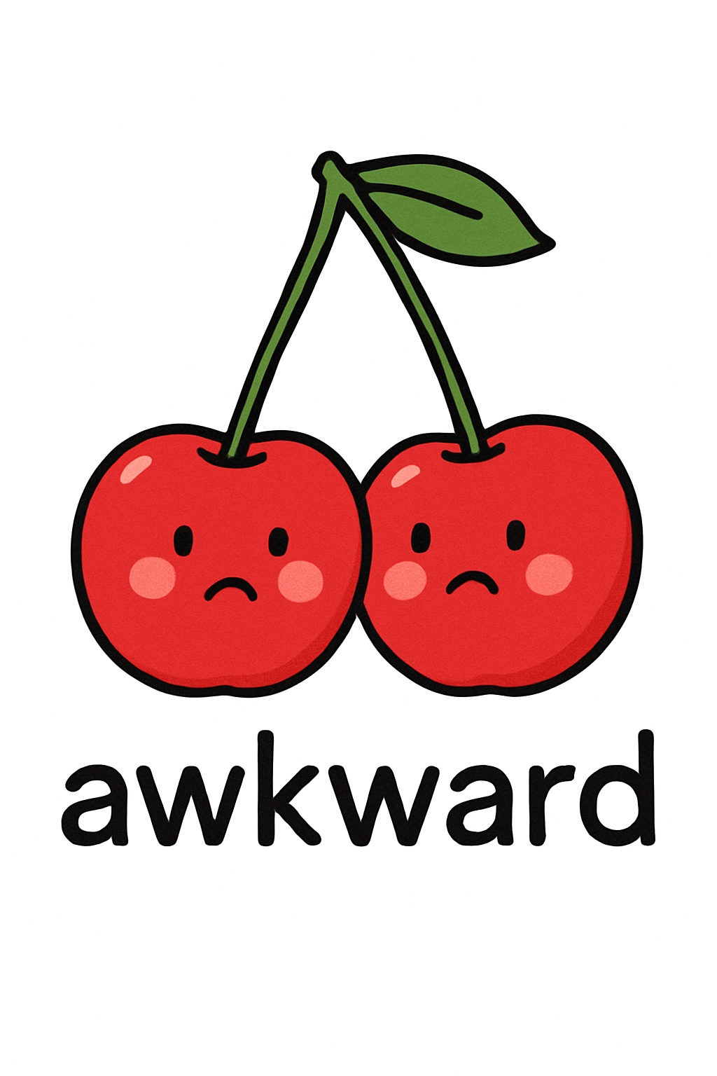 Awkward Cartoon Cherries with Cute Expressions T-shirt