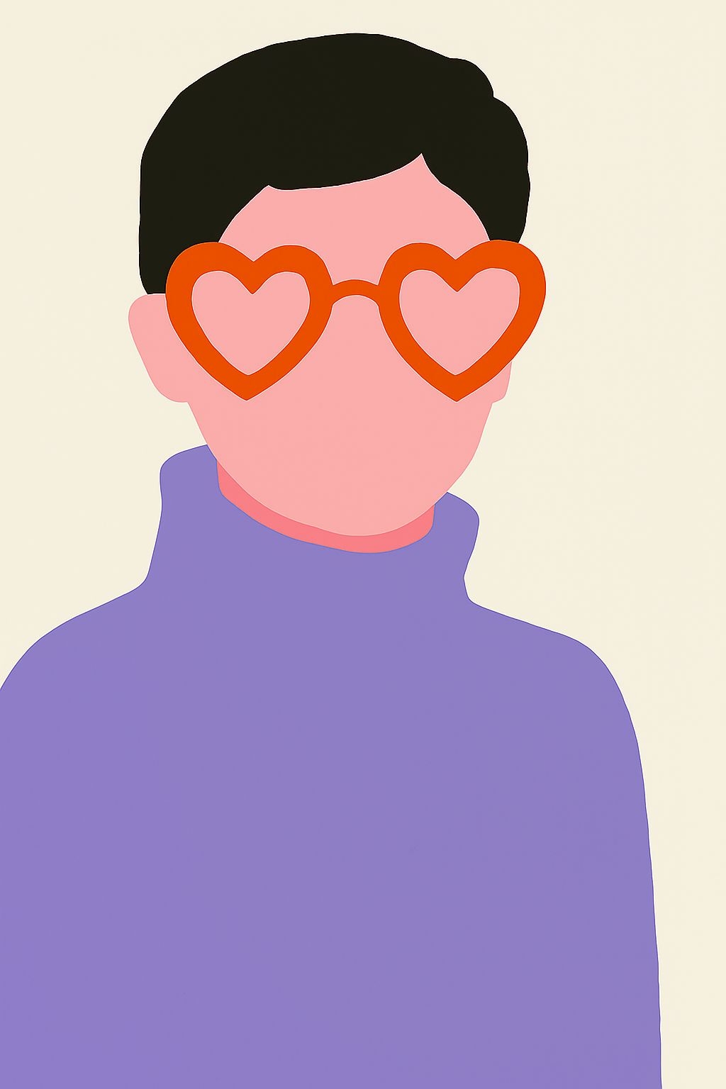 Minimalist Abstract Human Figure with Heart-Shaped Glasses Art