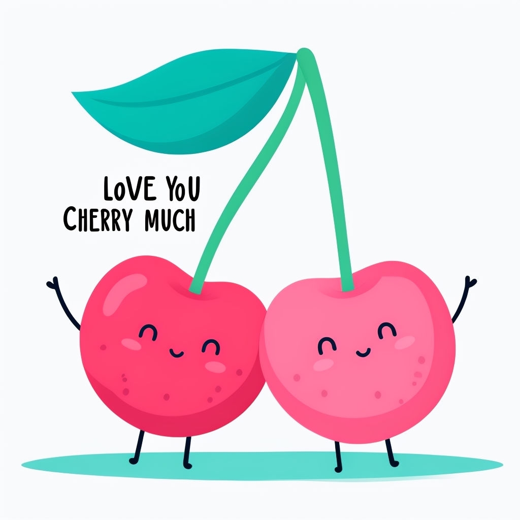 Cute Cherry Love You Cherry Much Greeting Card Design