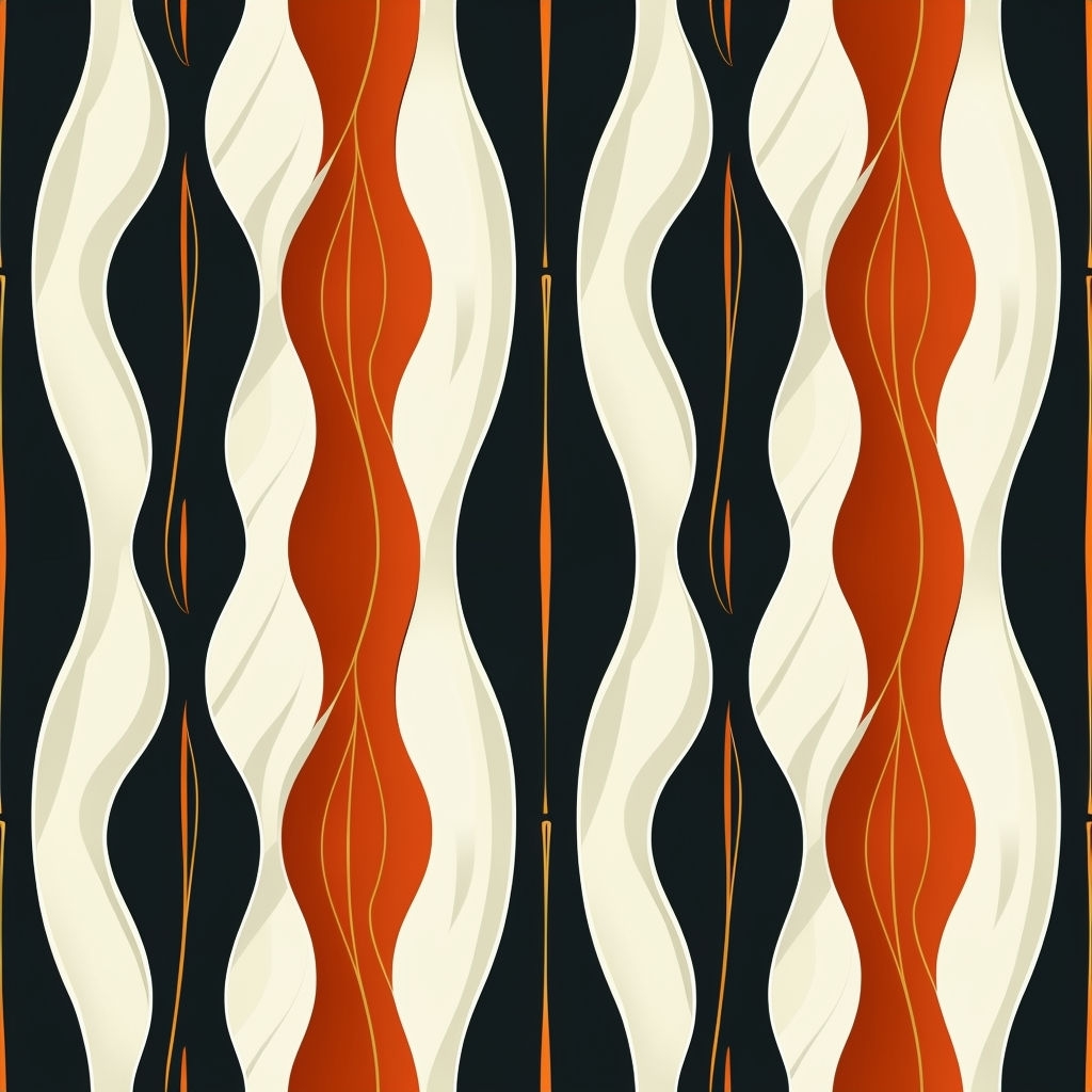 Modern Geometric Pattern with Black and Burnt Orange Shapes Seamless Pattern