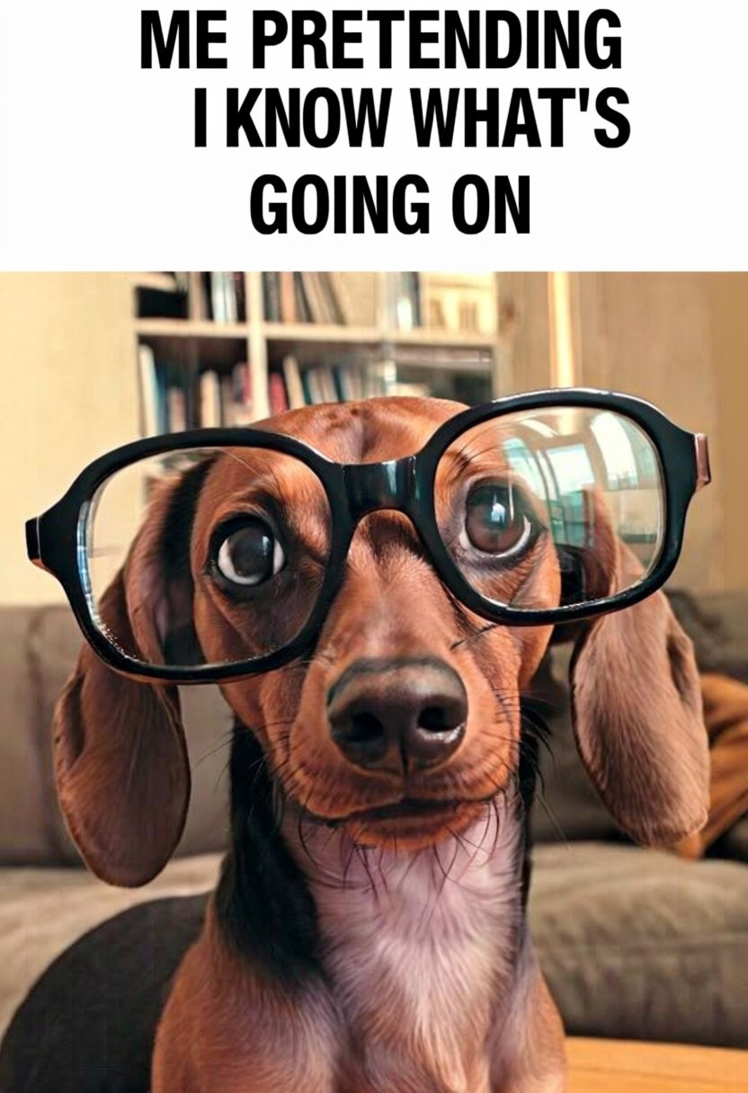 Dachshund with Giant Glasses and Funny Quote Meme