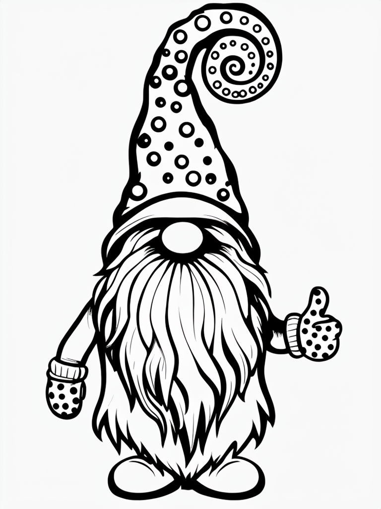 Adorable Swedish Gnome Line Art for Coloring Fun Coloring Book Pages