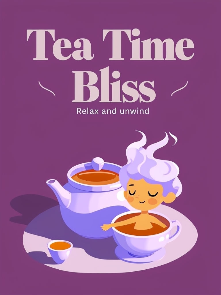 Tea Time Bliss Whimsical Teapot Illustration Poster