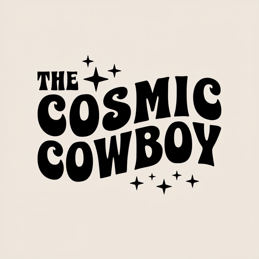 Cosmic Cowboy Retro Typography Illustration for Hats