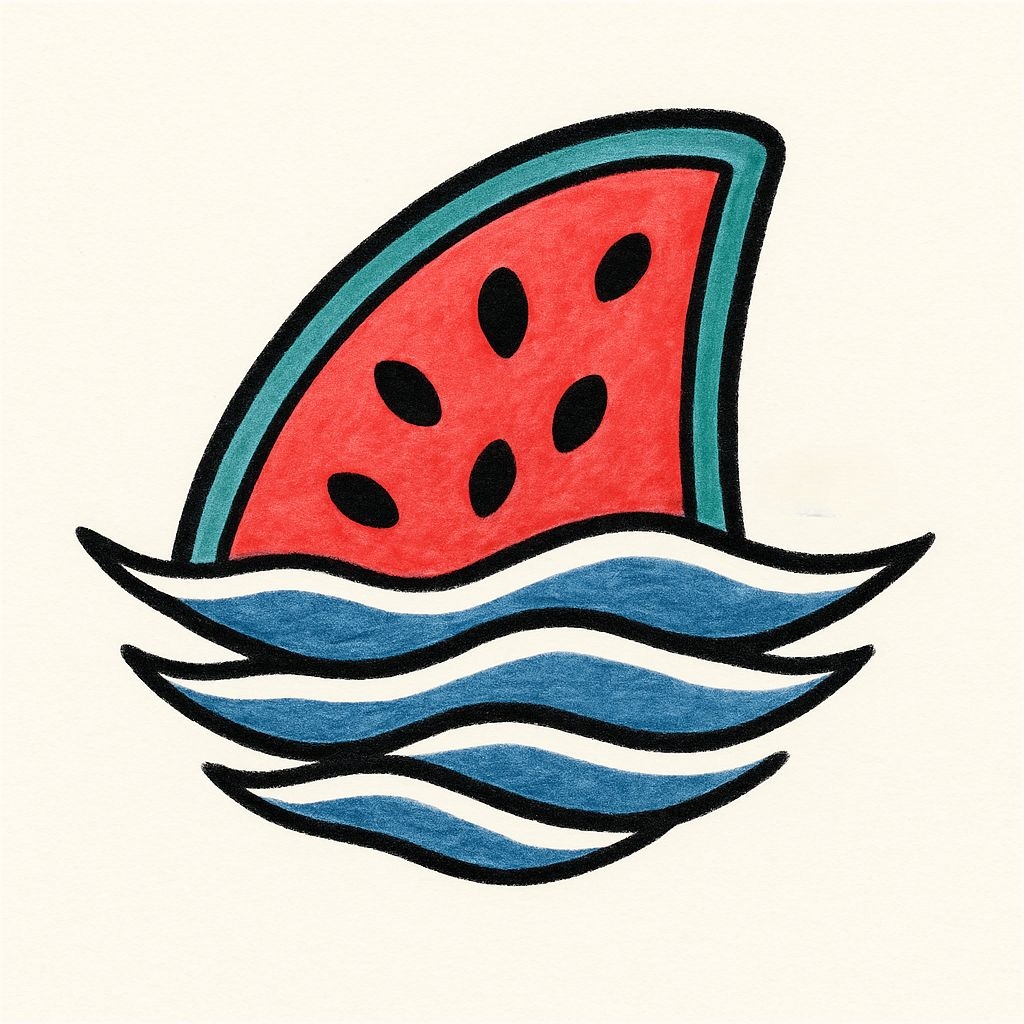 Minimalist Watermelon Slice Illustration with Waves T-shirt