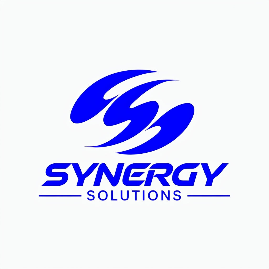 Modern Clean Synergy Solutions Logo Design in Deep Blue