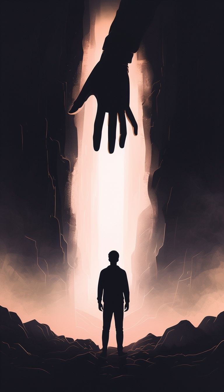 Surreal Silhouette Facing Ethereal Light Mobile Wallpaper