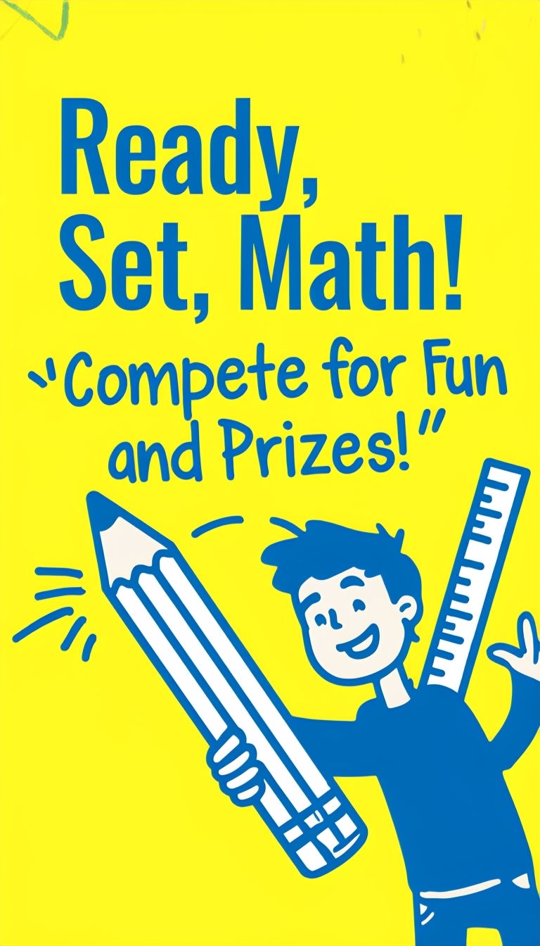 Cheerful Math Competition Instagram Story with Cartoon Character