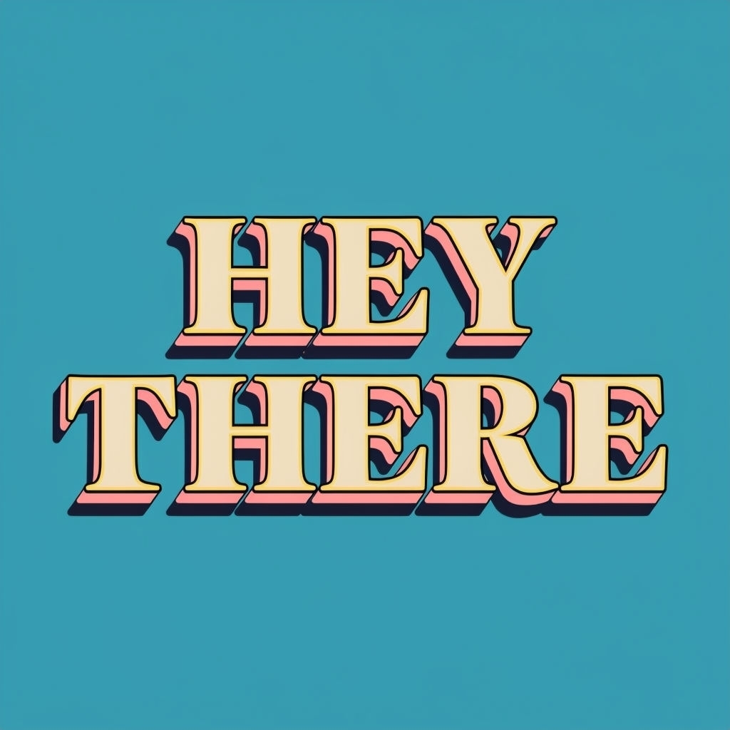 Retro Typography Hey There Design on Sky Blue Poster