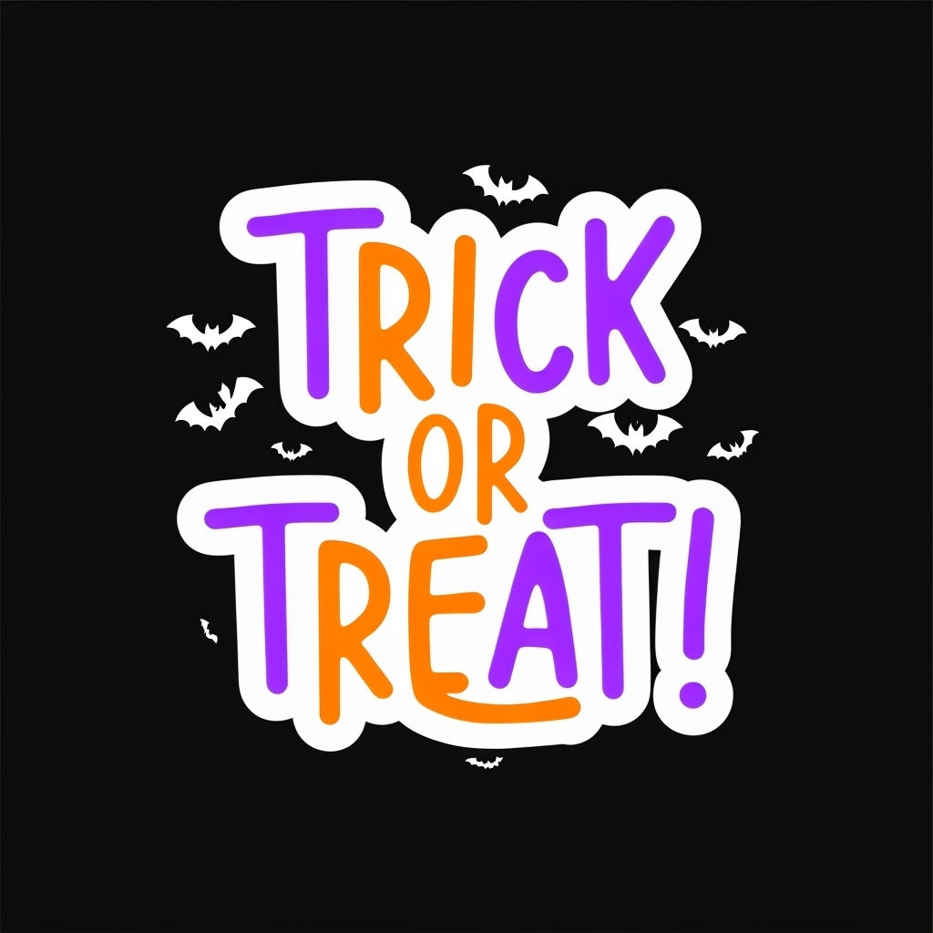 Playful Trick or Treat Handwritten Text Sticker