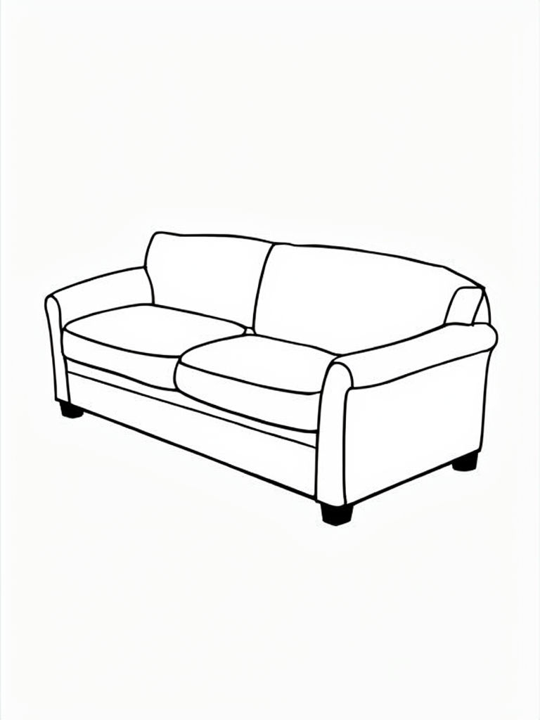 Classic Black Outline Sofa Coloring Page Design for Creativity Coloring Book Pages