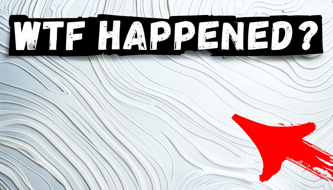 WTF Happened Distressed Text with Topographic Background Social Media Post