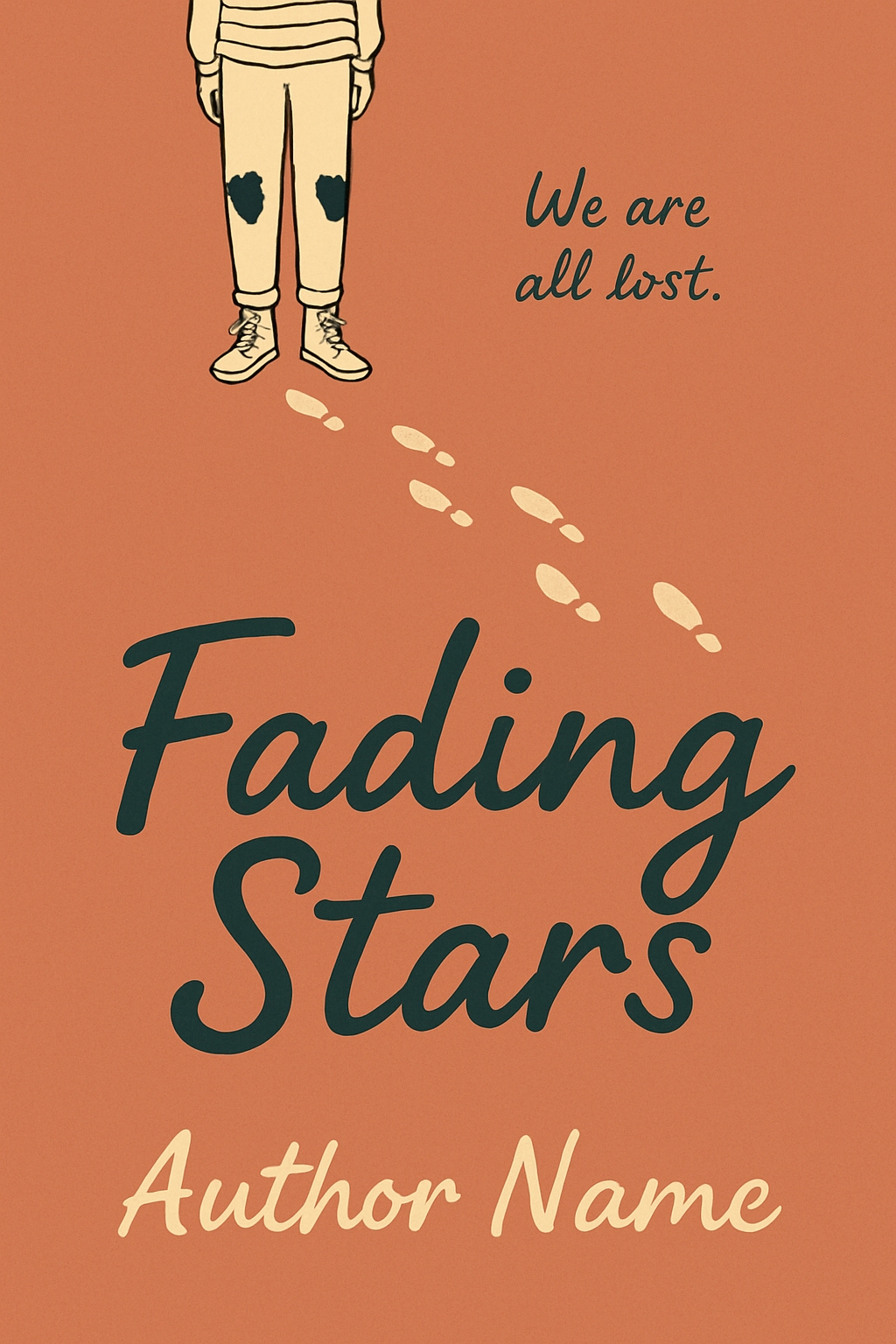 Minimalist Fading Stars Illustration with Footprints EBook Cover