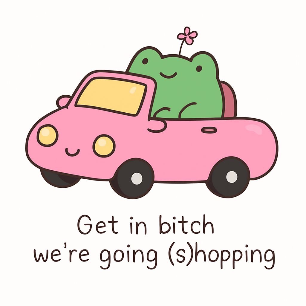 Cheerful Cartoon Frog in Pink Convertible Car Sticker