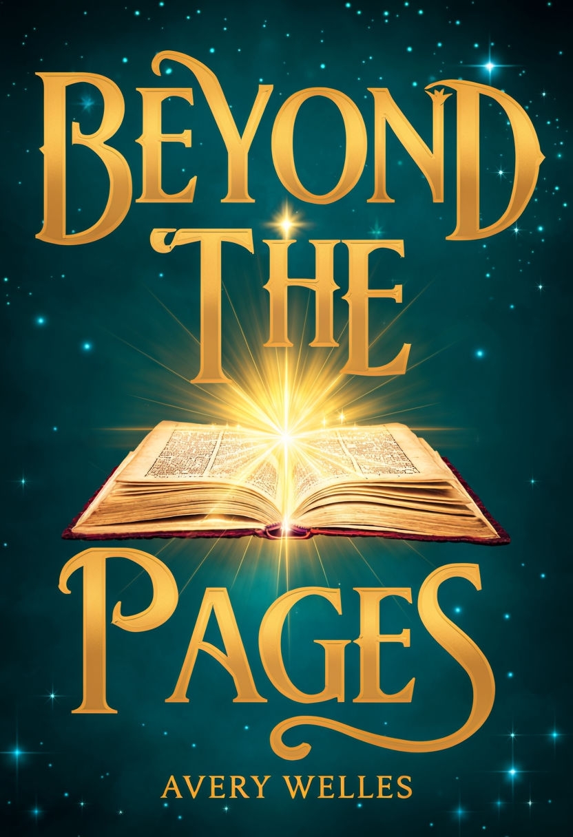 Mystical Fantasy Book Cover 'Beyond The Pages' with Gold Text