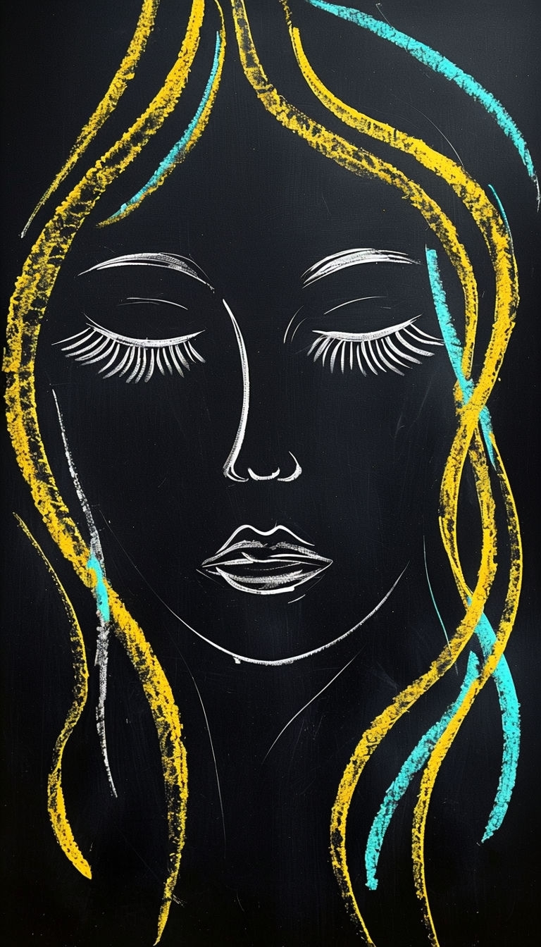Minimalist Chalk Face Art with Colorful Hair Phone Case Cover