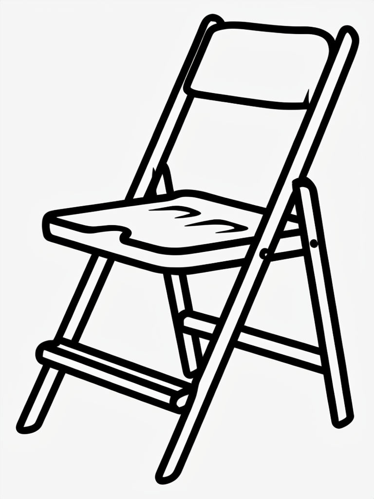 Minimalist Folding Chair Line Drawing Coloring Page