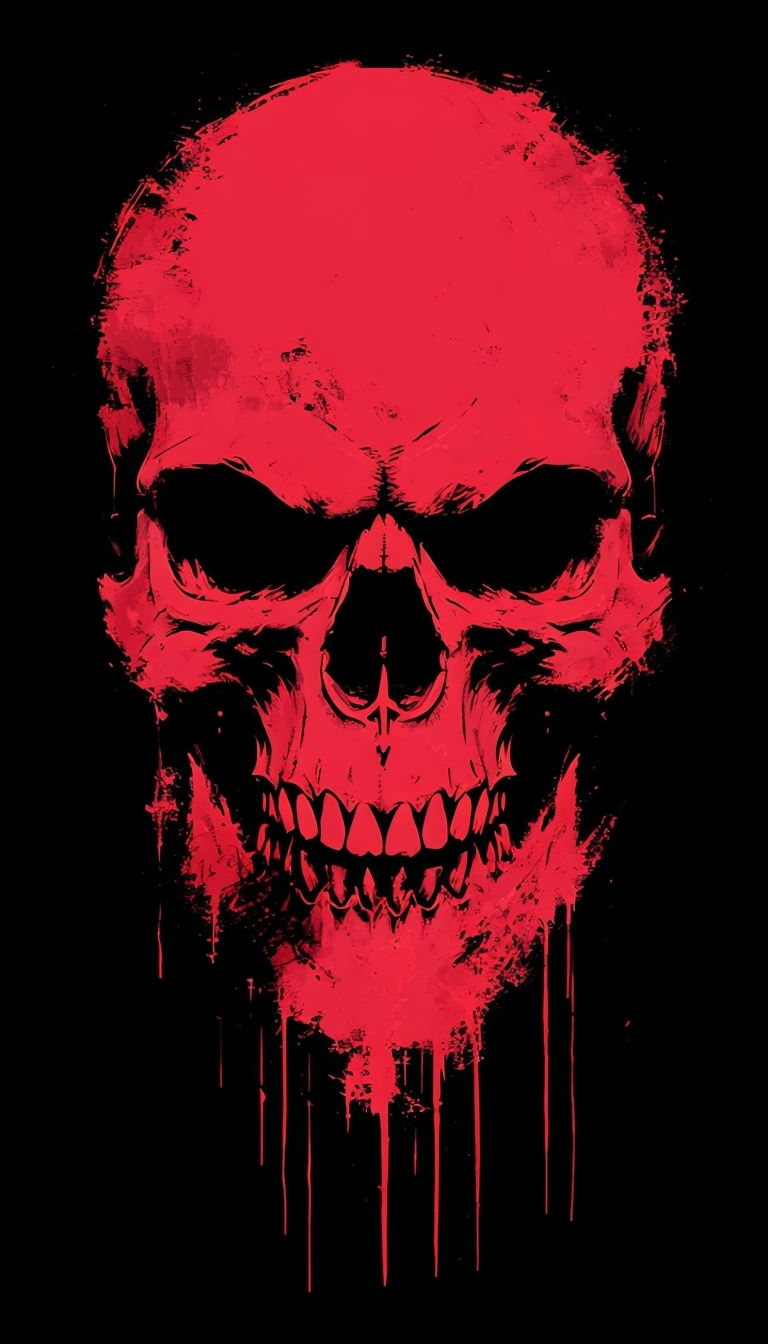 Fierce Red Skull Digital Art Phone Case Cover
