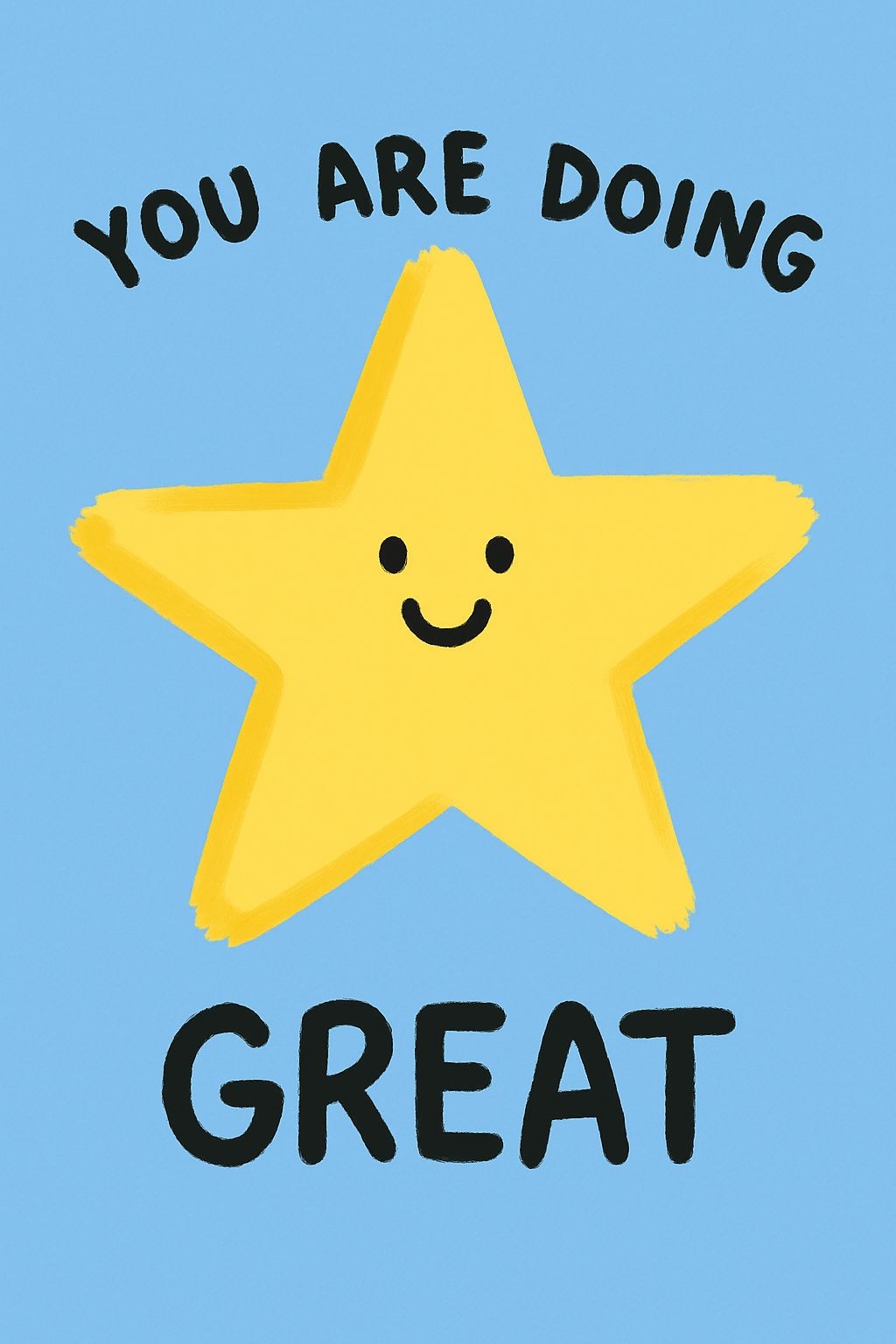 Cheerful Yellow Star Illustration with Motivational Text T-shirt